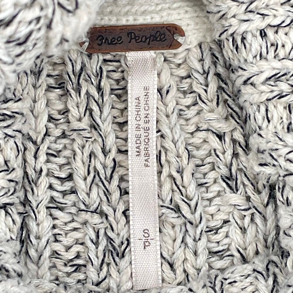 Free People Women's Sweater Marled Twisted Chunky Cable Knit, Sz.‎ S Cropped - Picture 3 of 5